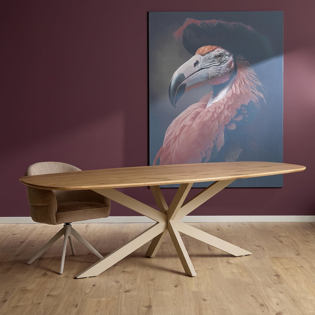 Eiken eettafel Ferris | Deens Ovaal 280 cm | Naturel | Poot Sand - Industrieelinhuis.nl