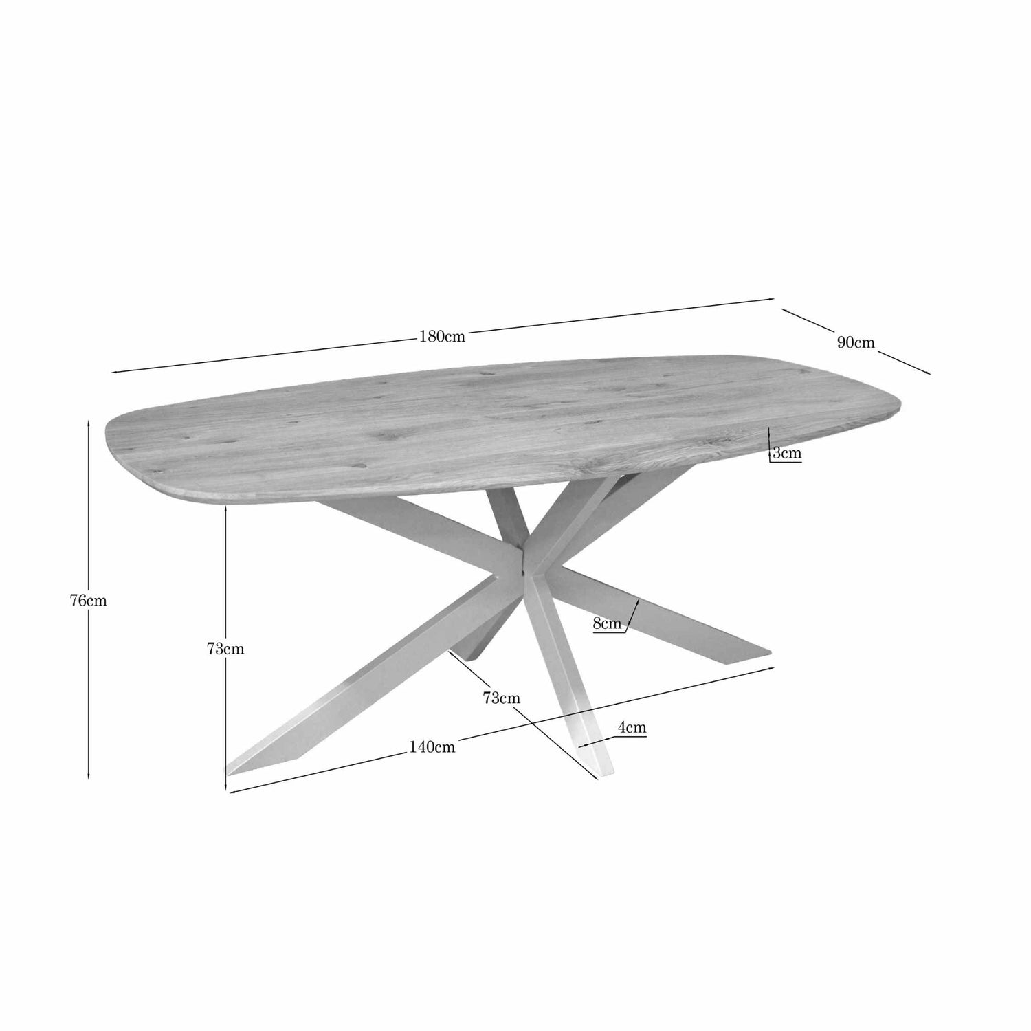 Eiken eettafel Ferris | Deens Ovaal 180 cm | Naturel | Poot Sand - Industrieelinhuis.nl