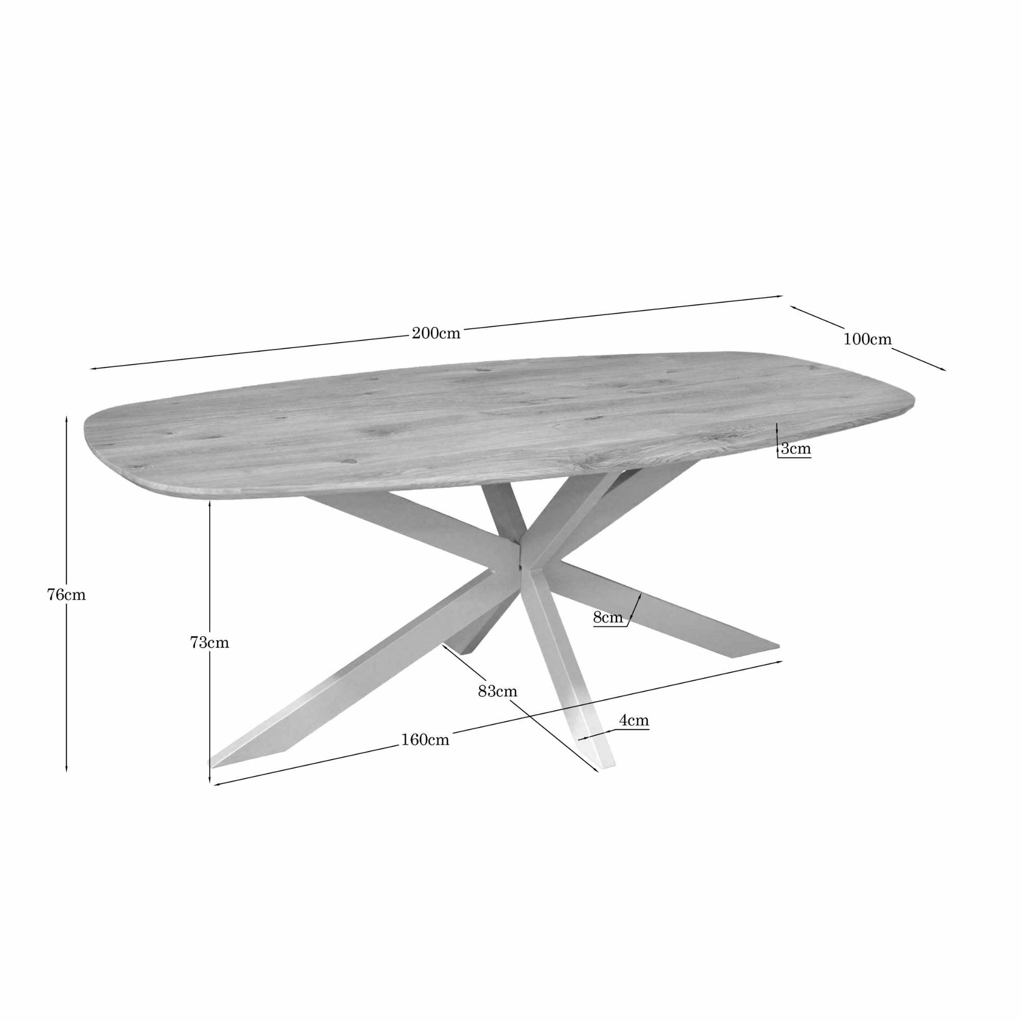 Eiken eettafel Ferris | Deens Ovaal 200 cm | Naturel | Poot Sand - Industrieelinhuis.nl
