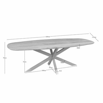 Eiken eettafel Ferris | Deens Ovaal 240 cm | Naturel | Poot Sand - Industrieelinhuis.nl