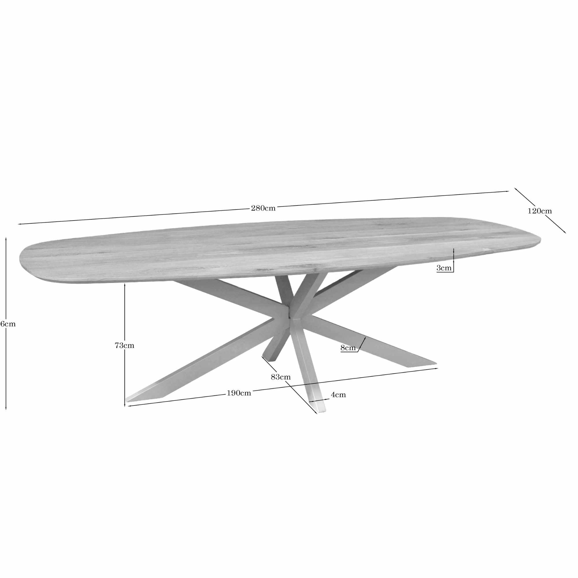 Eiken eettafel Ferris | Deens Ovaal 280 cm | Naturel | Poot Sand - Industrieelinhuis.nl