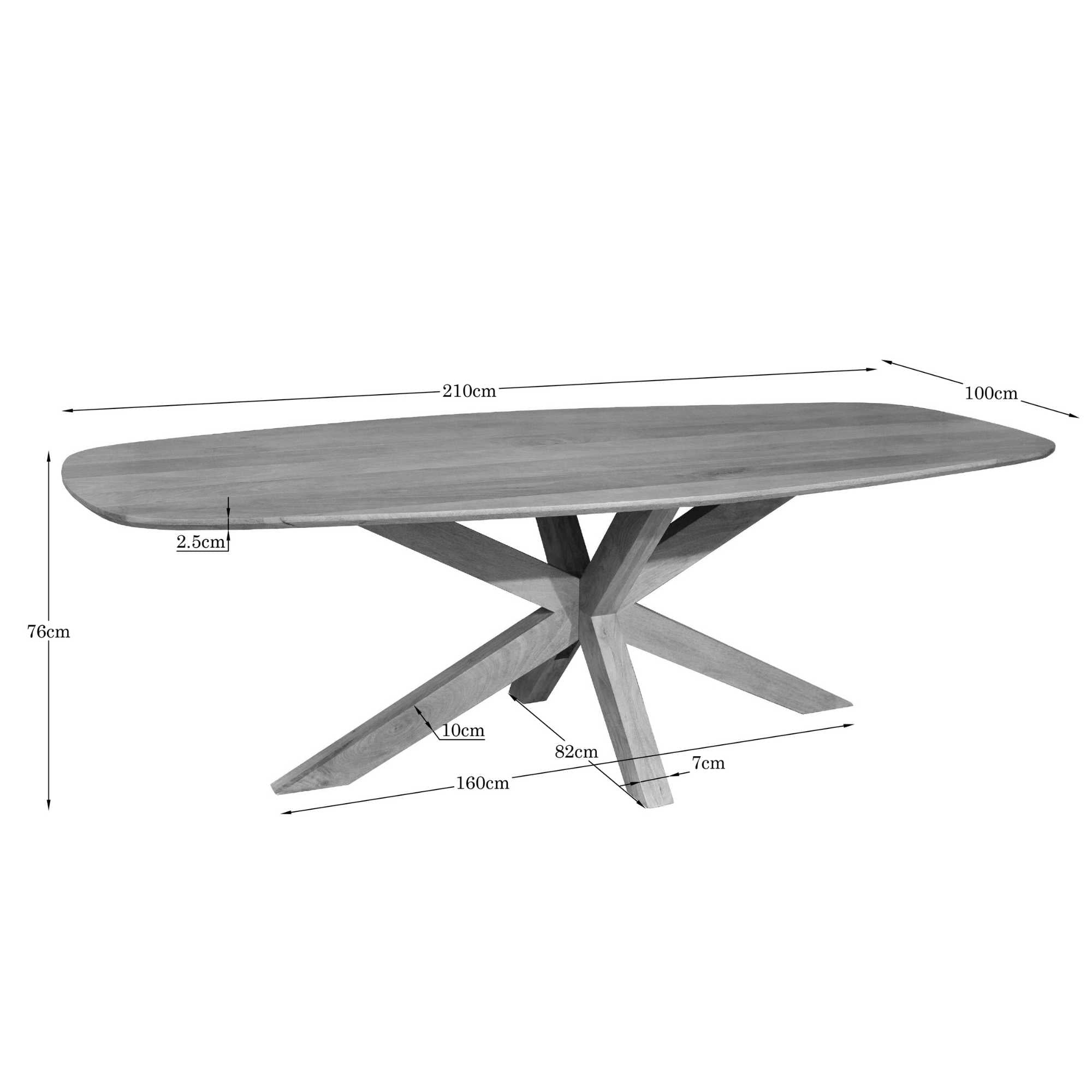 Eettafel Nina | Deens ovaal | 210 cm - Industrieelinhuis.nl
