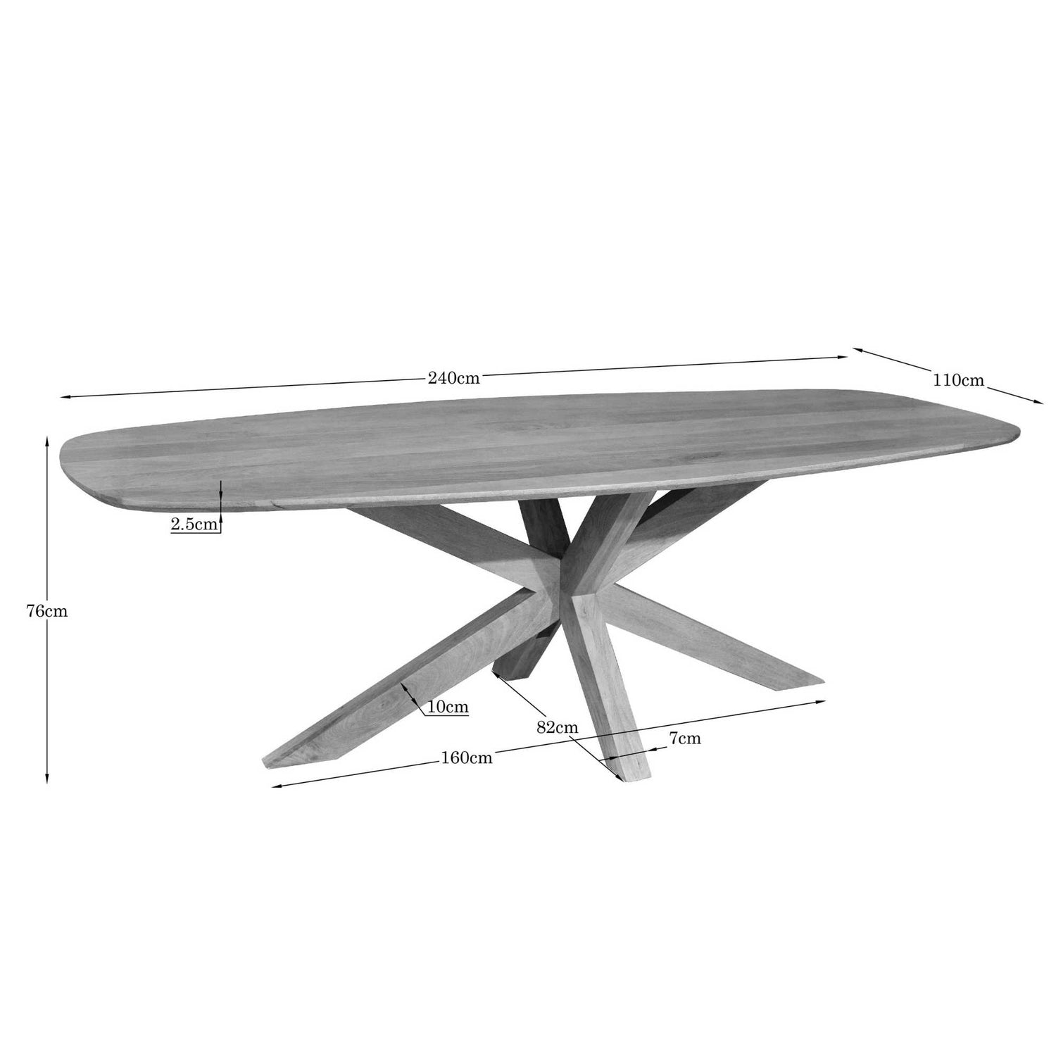 Eettafel Nina | Deens ovaal | 240 cm - Industrieelinhuis.nl