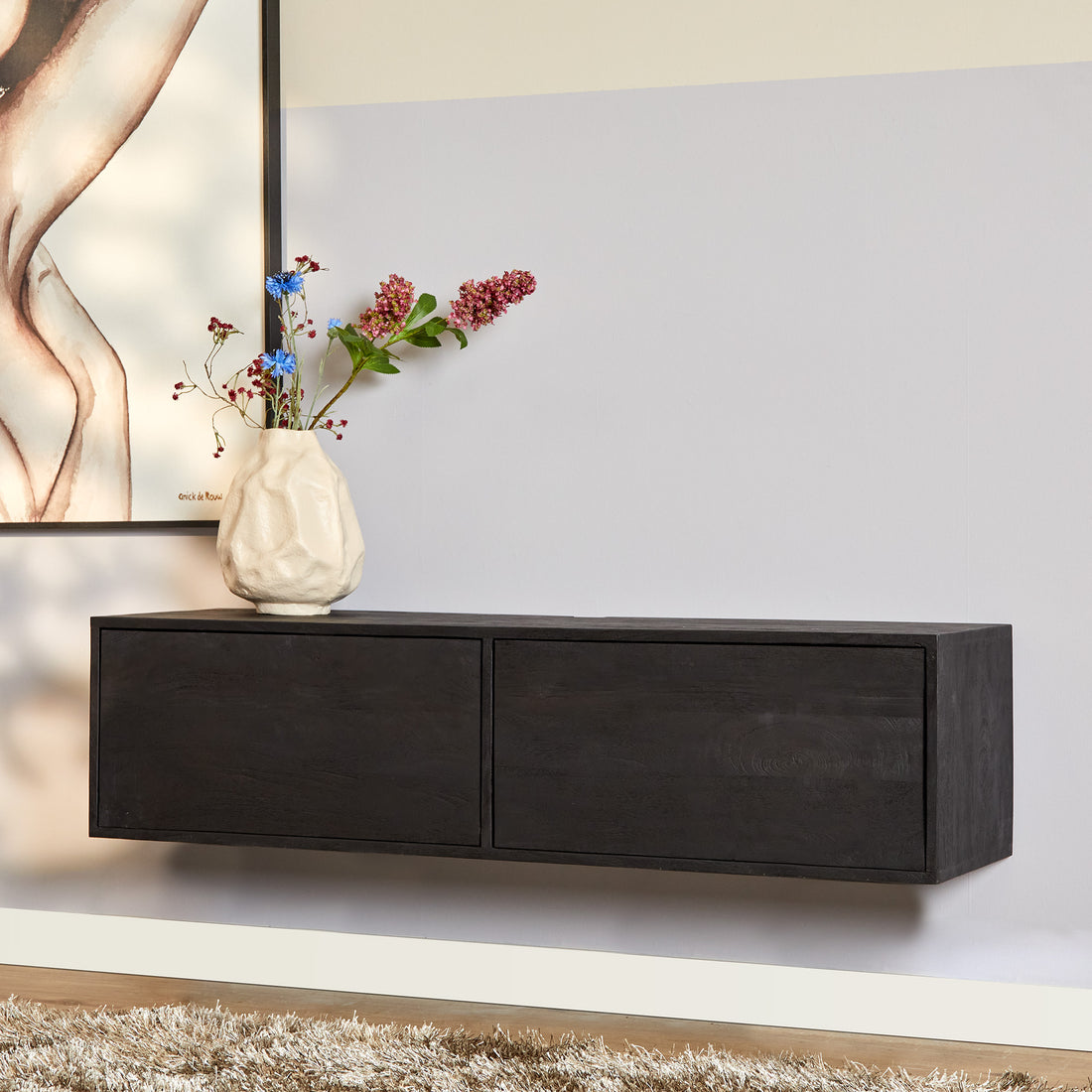 Zwevend tv meubel Vista Black | 120 cm - Industrieelinhuis.nl