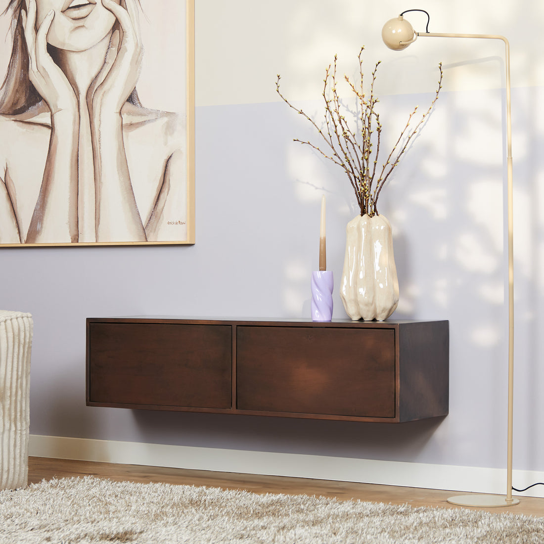 Zwevend tv meubel Vista Walnut | 120 cm - Industrieelinhuis.nl