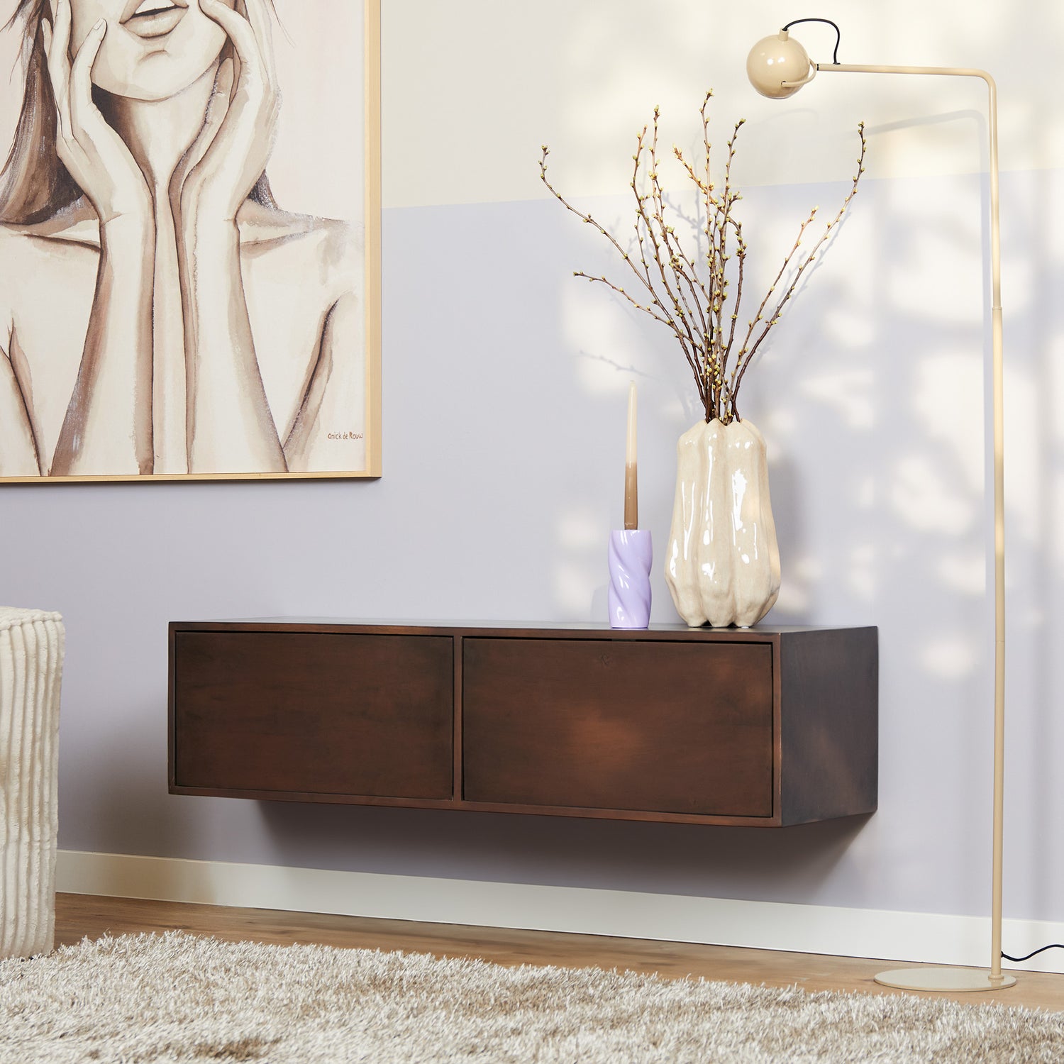 Zwevend tv meubel Vista Walnut | 120 cm - Industrieelinhuis.nl