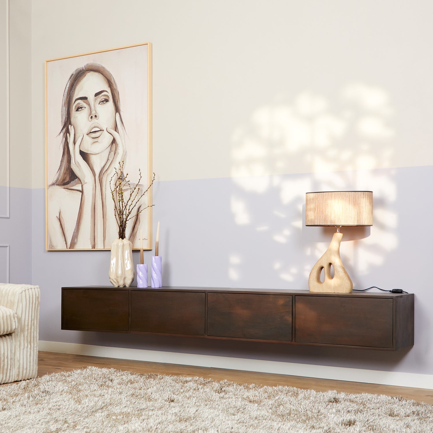 Zwevend tv meubel Vista Walnut | 120 cm - Industrieelinhuis.nl