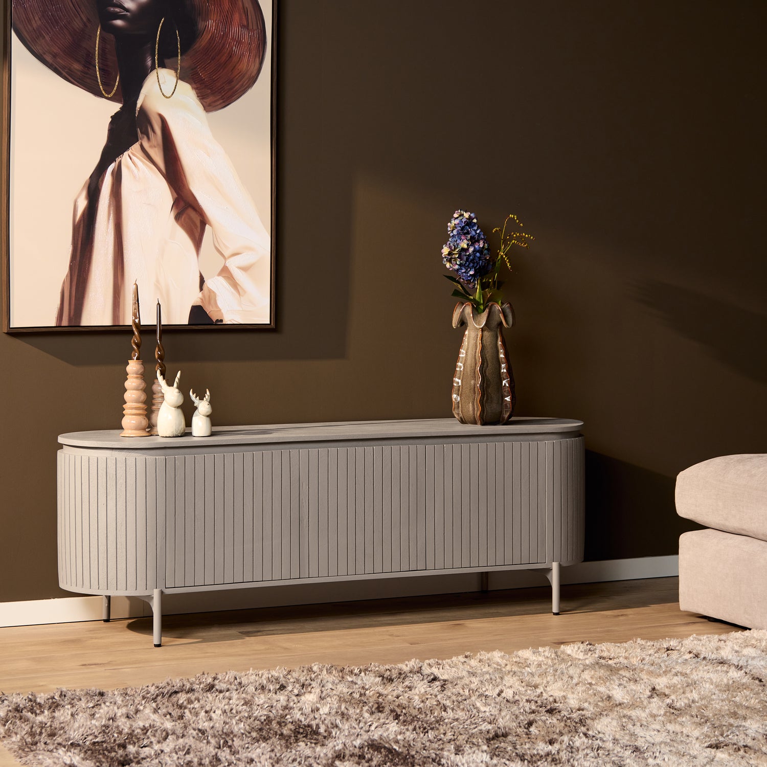Tv meubel Solana | 165 cm | Taupe - Industrieelinhuis.nl