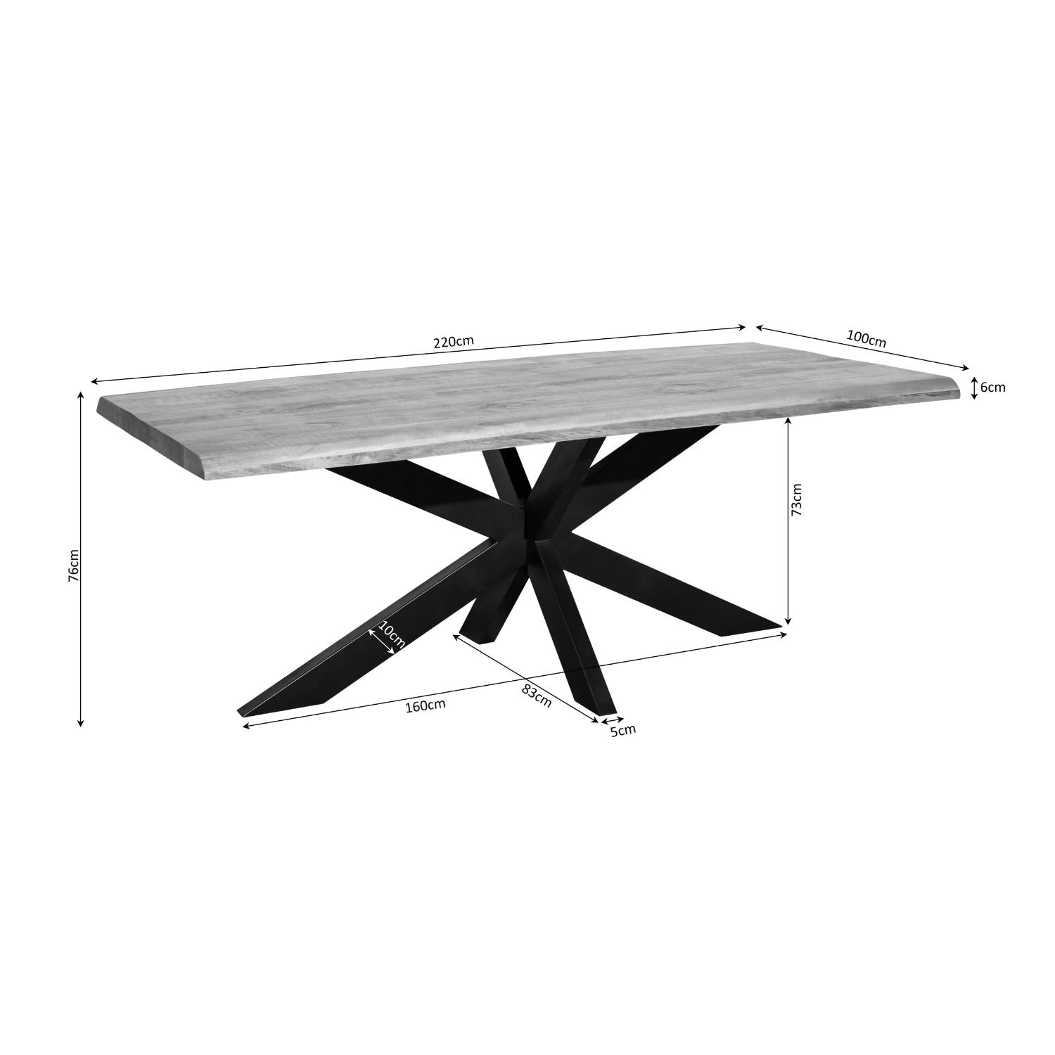 Boomstamtafel Denver | 220 cm - Industrieelinhuis.nl