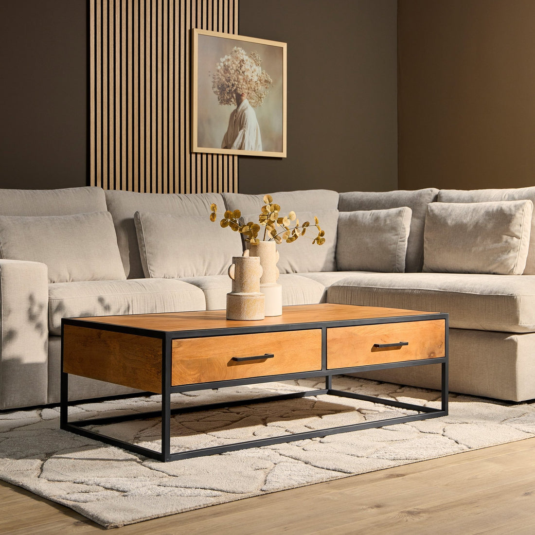 Salontafel Denver | Mangohout | 130x70x40cm - Industrieelinhuis.nl