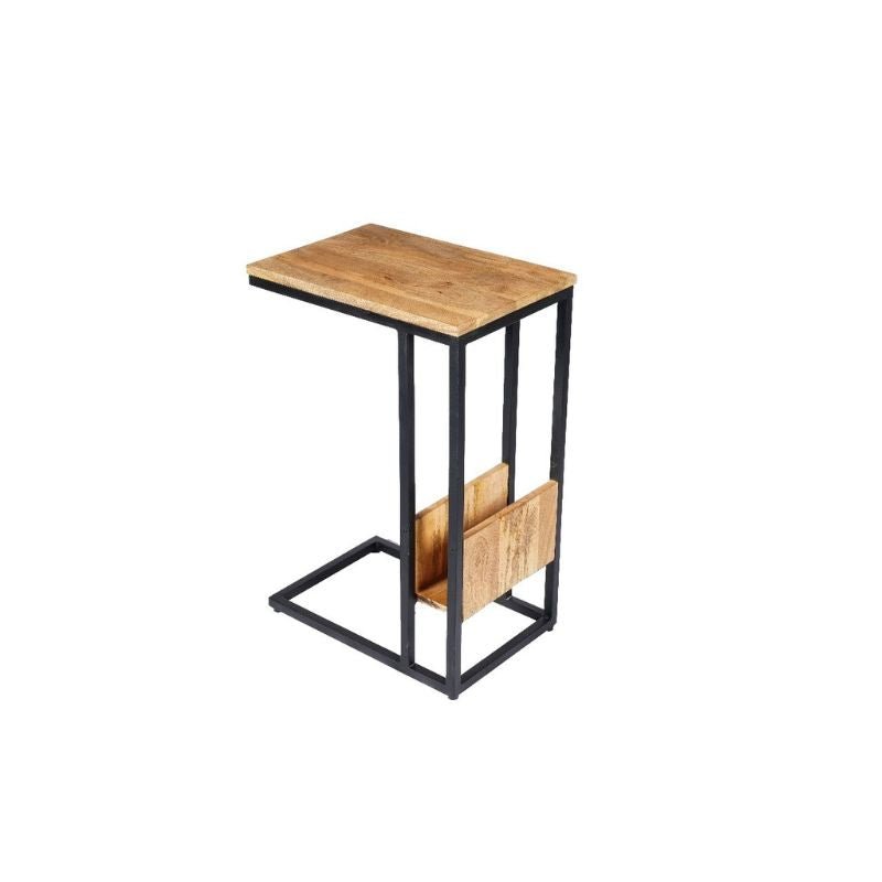 Bijzettafel voor over de bank | Mangohout en Staal | 48x32x72cm - Industrieelinhuis.nl