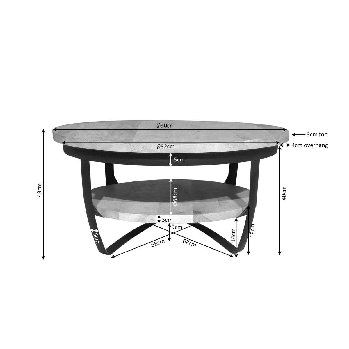 Salontafel Paras | 90 cm | Licht mango - Industrieelinhuis.nl