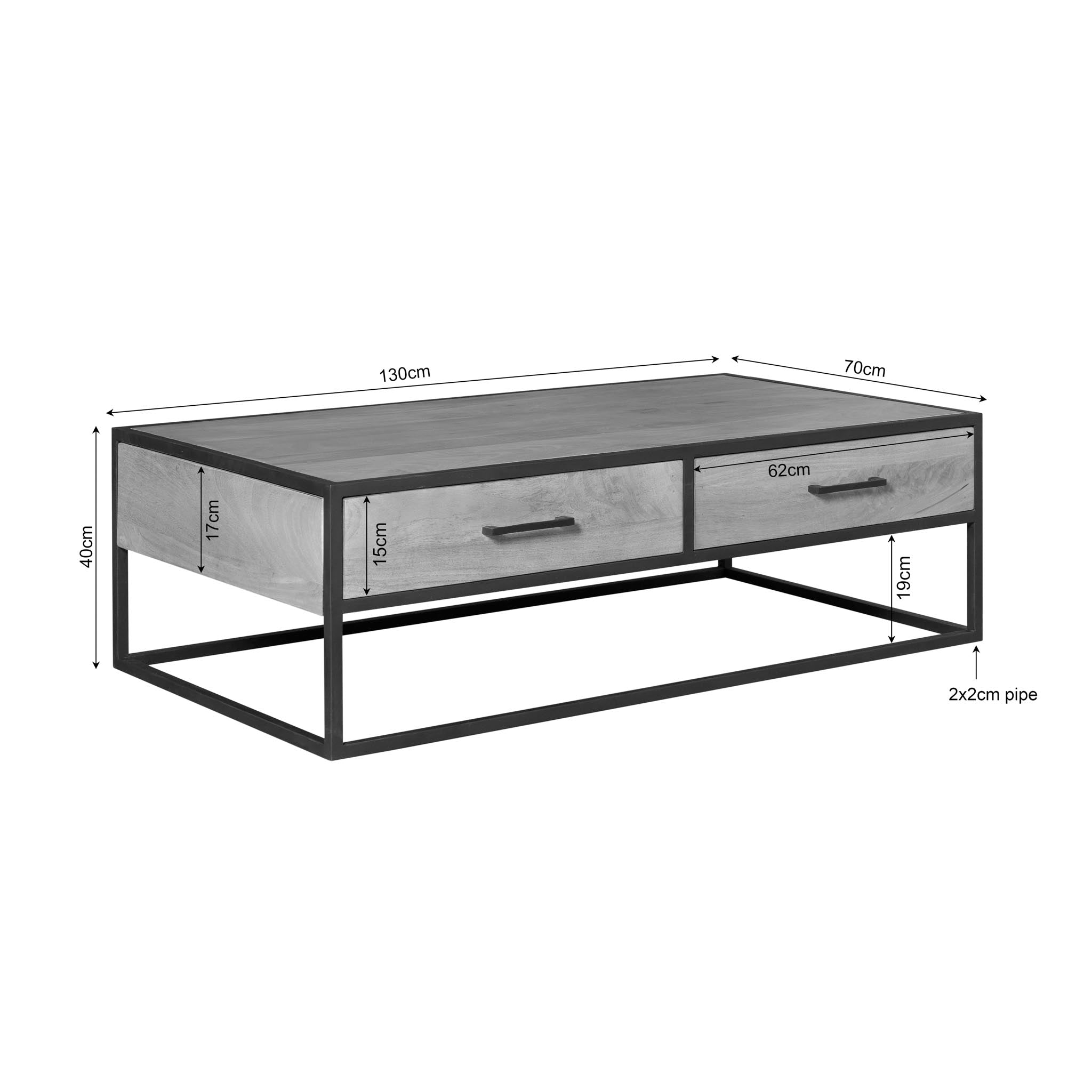 Salontafel Dakota | 130 cm - Industrieelinhuis.nl
