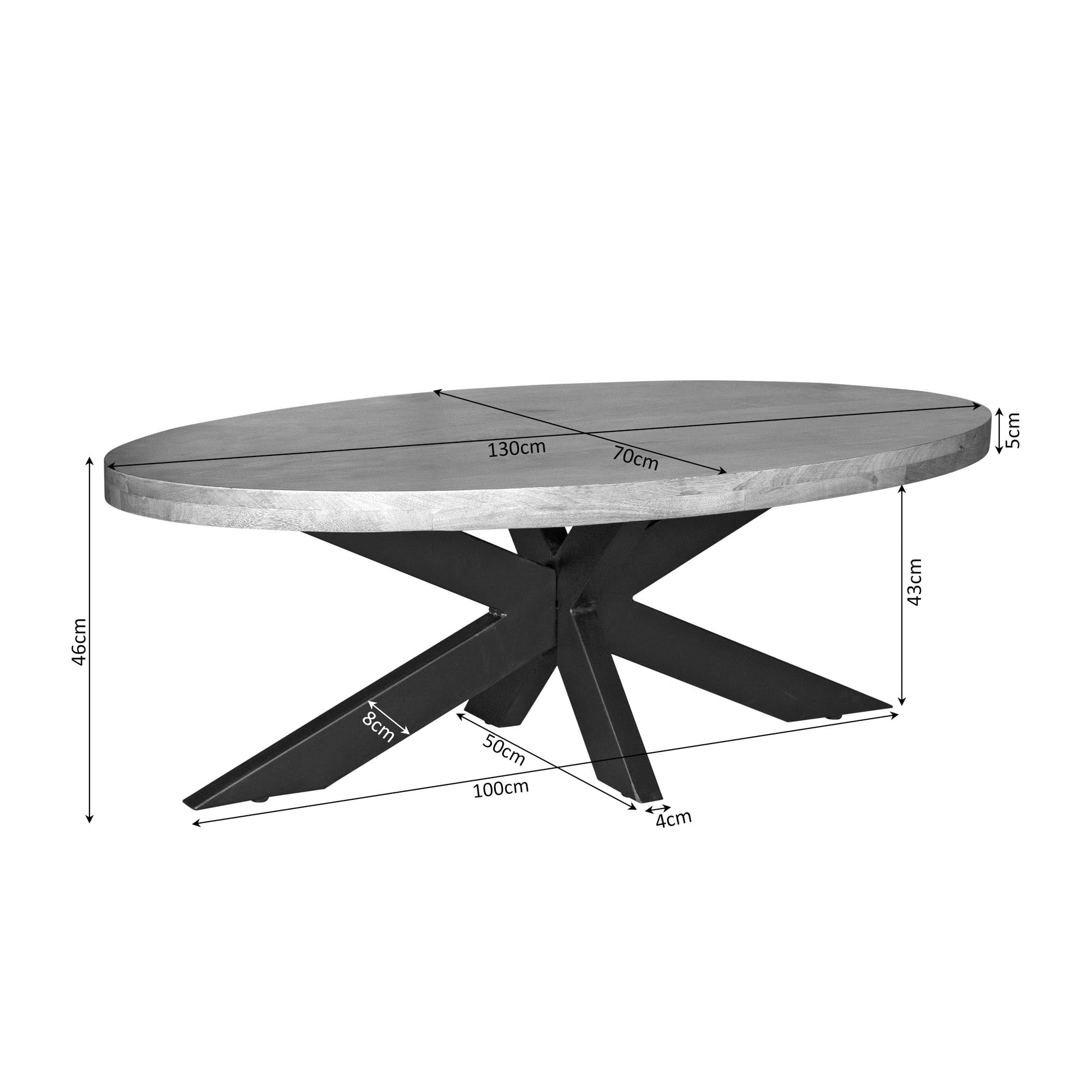 Salontafel Dakota | 130 cm | Ovaal - Industrieelinhuis.nl