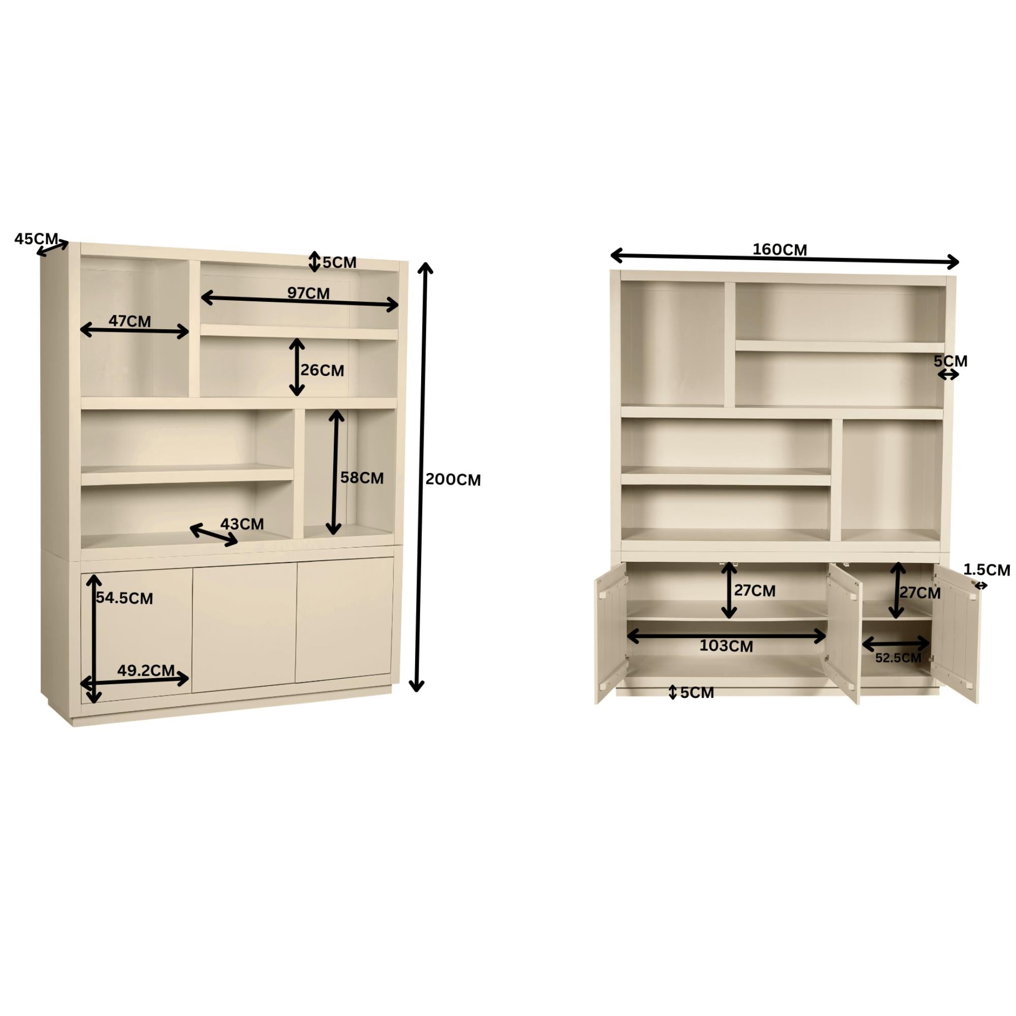 Boekenkast Eclipse Sand | 90 cm - Industrieelinhuis.nl