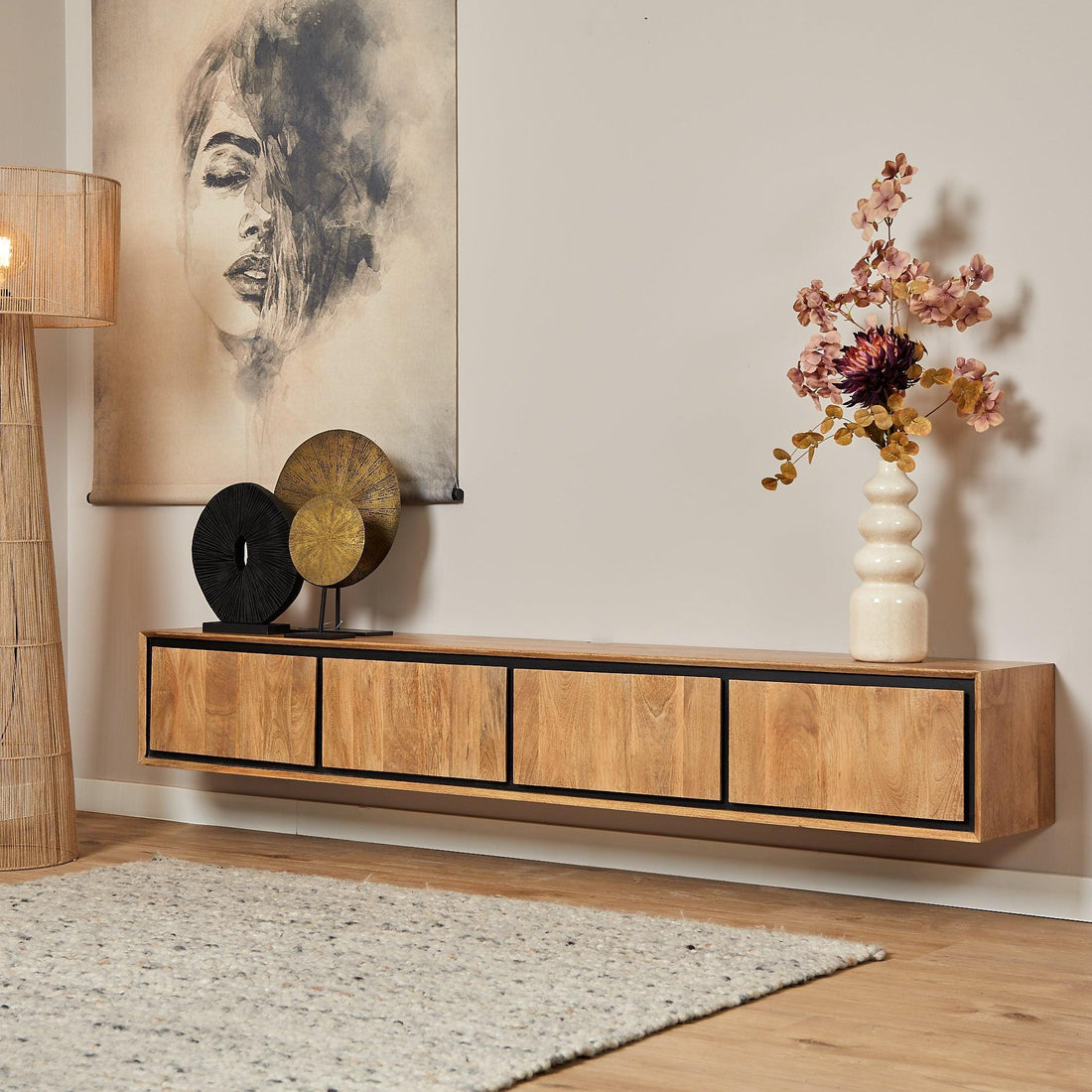 Zwevend tv meubel RichWood | 200 cm - Industrieelinhuis.nl