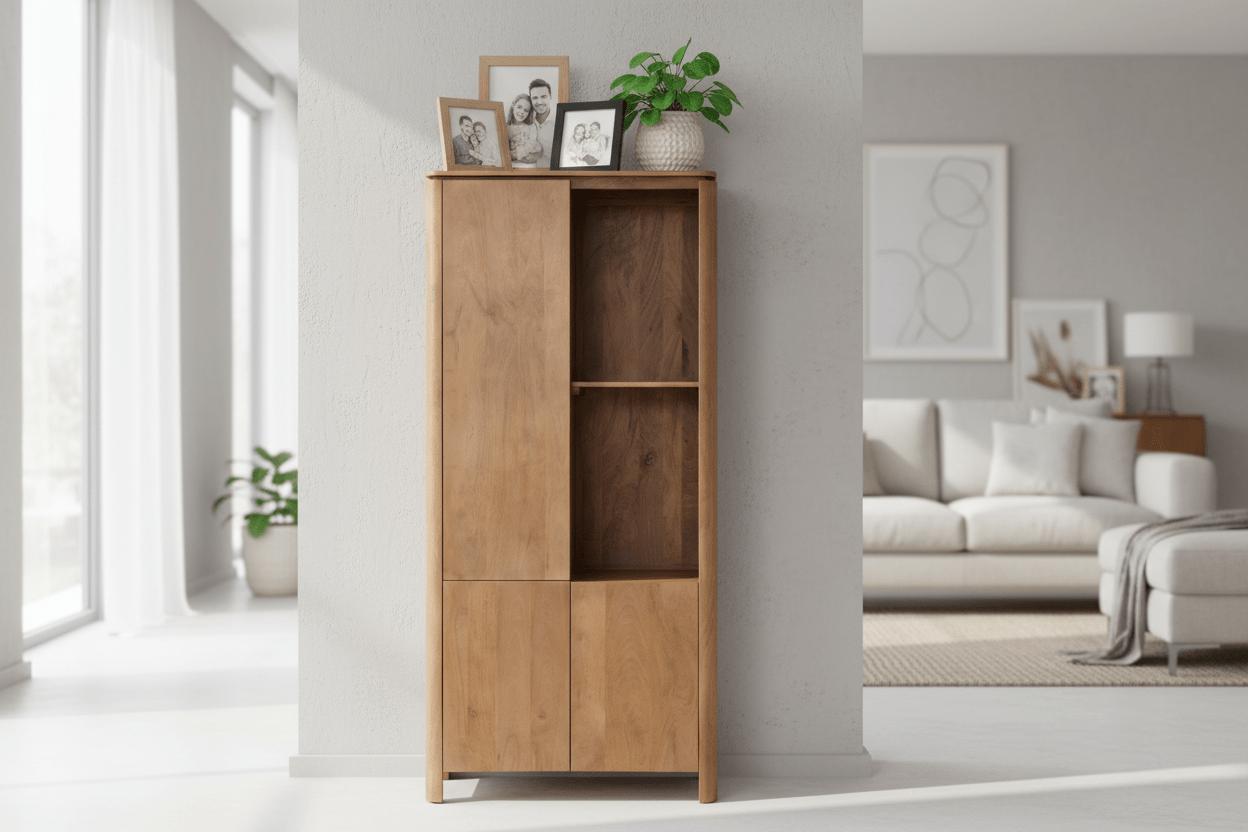 Vakkenkast Dallas Naturel Mangohout 90 cm - Industrieelinhuis.nl