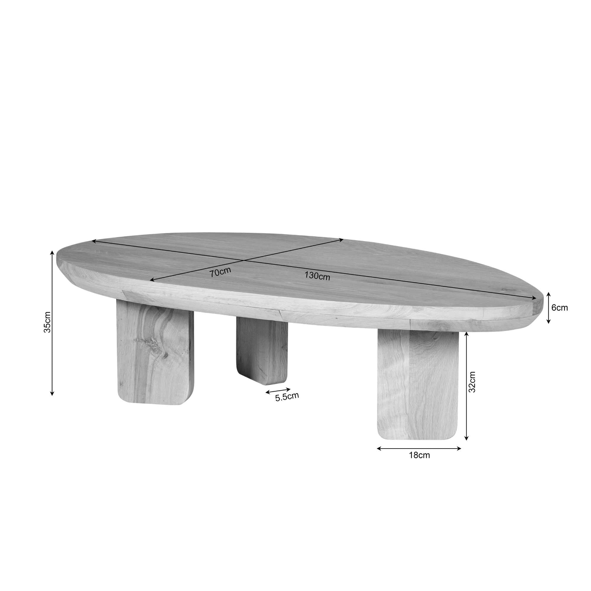 Salontafel Zillah | 130 cm | Naturel Eiken - Industrieelinhuis.nl
