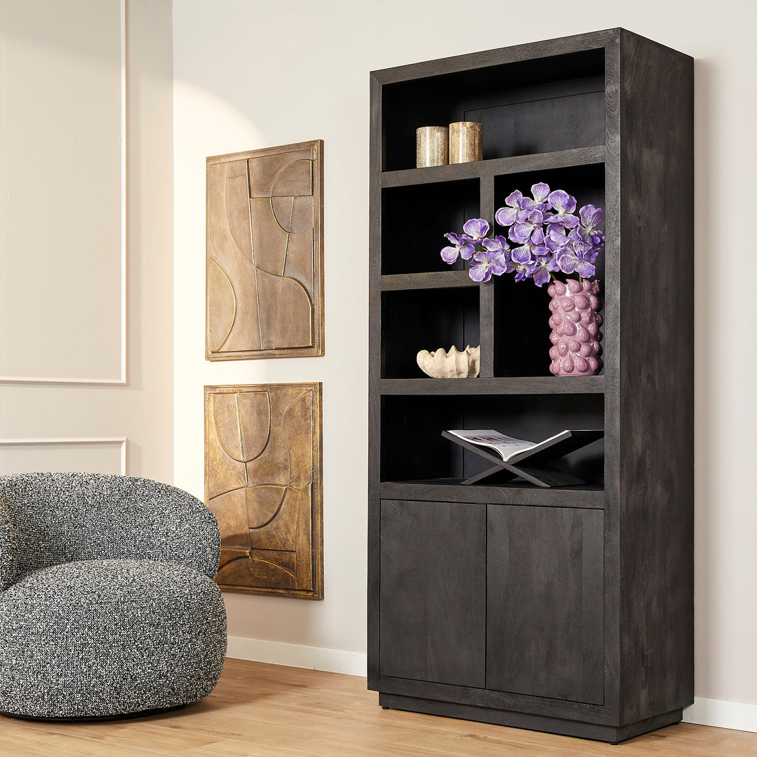 Vakkenkast Eclipse Black | 90 cm - Industrieelinhuis.nl