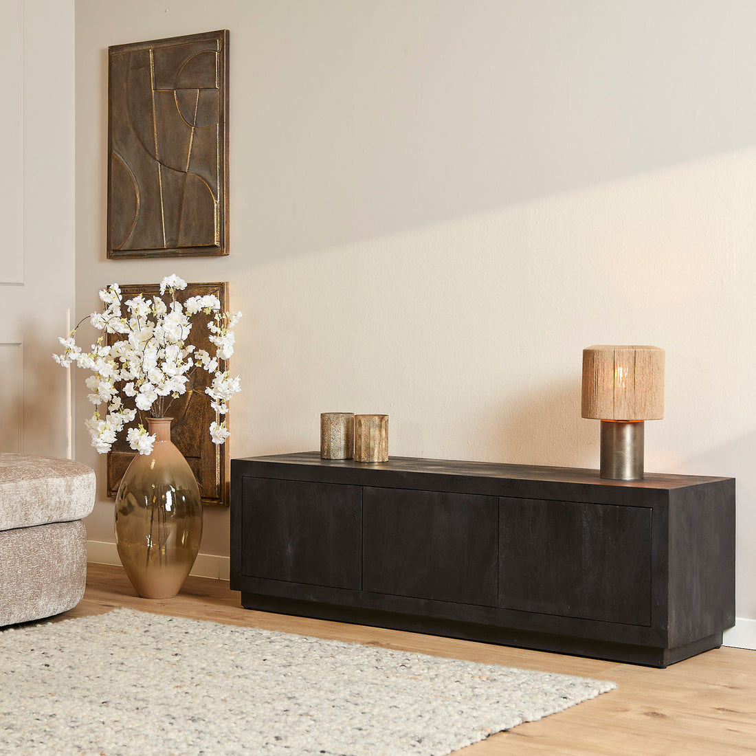 Tv meubel Brussel Black | 150 cm - Industrieelinhuis.nl
