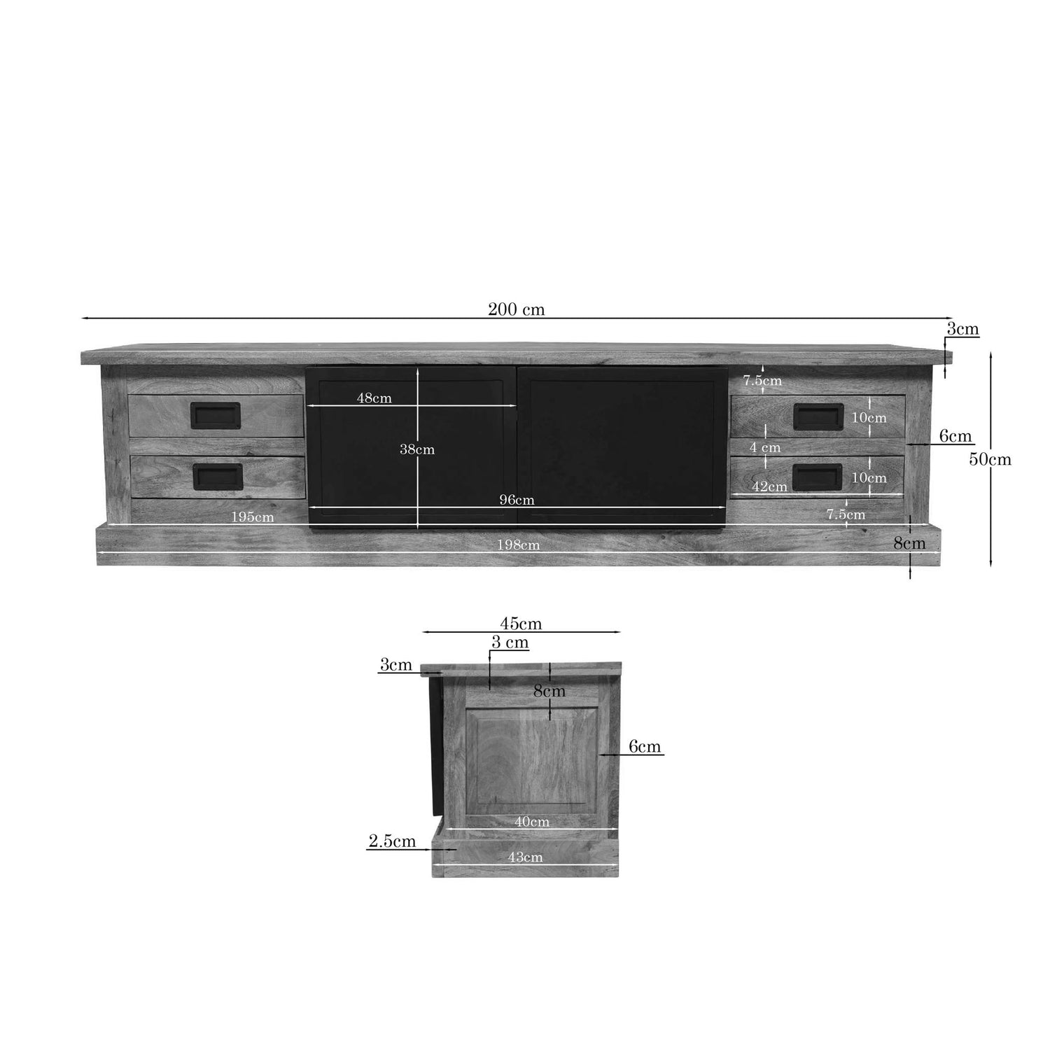 Tv meubel Noa | 200 cm - Industrieelinhuis.nl