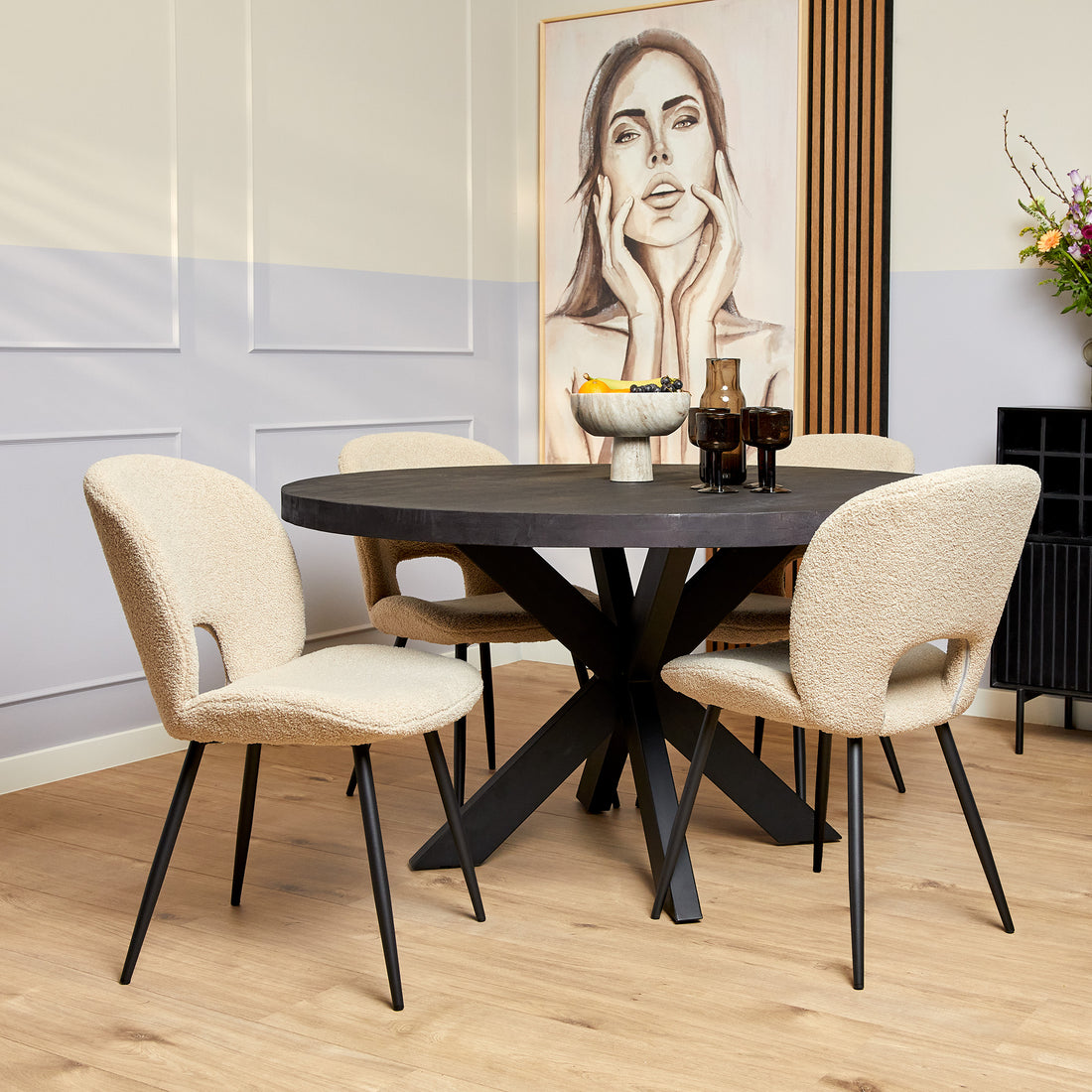 Eettafel Denver Black | 110 cm | Rond - Industrieelinhuis.nl