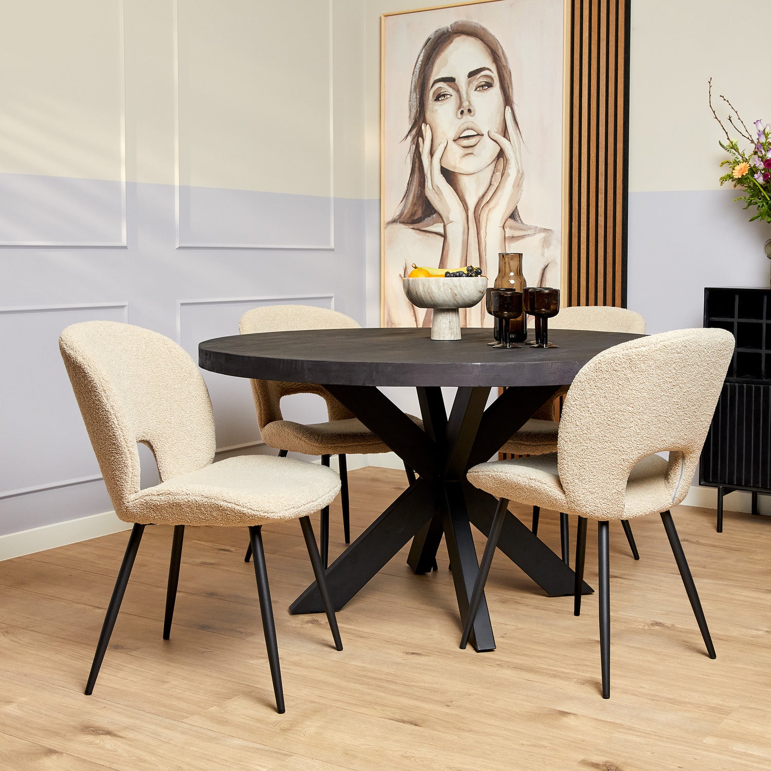 Eettafel Denver Black | 110 cm | Rond - Industrieelinhuis.nl