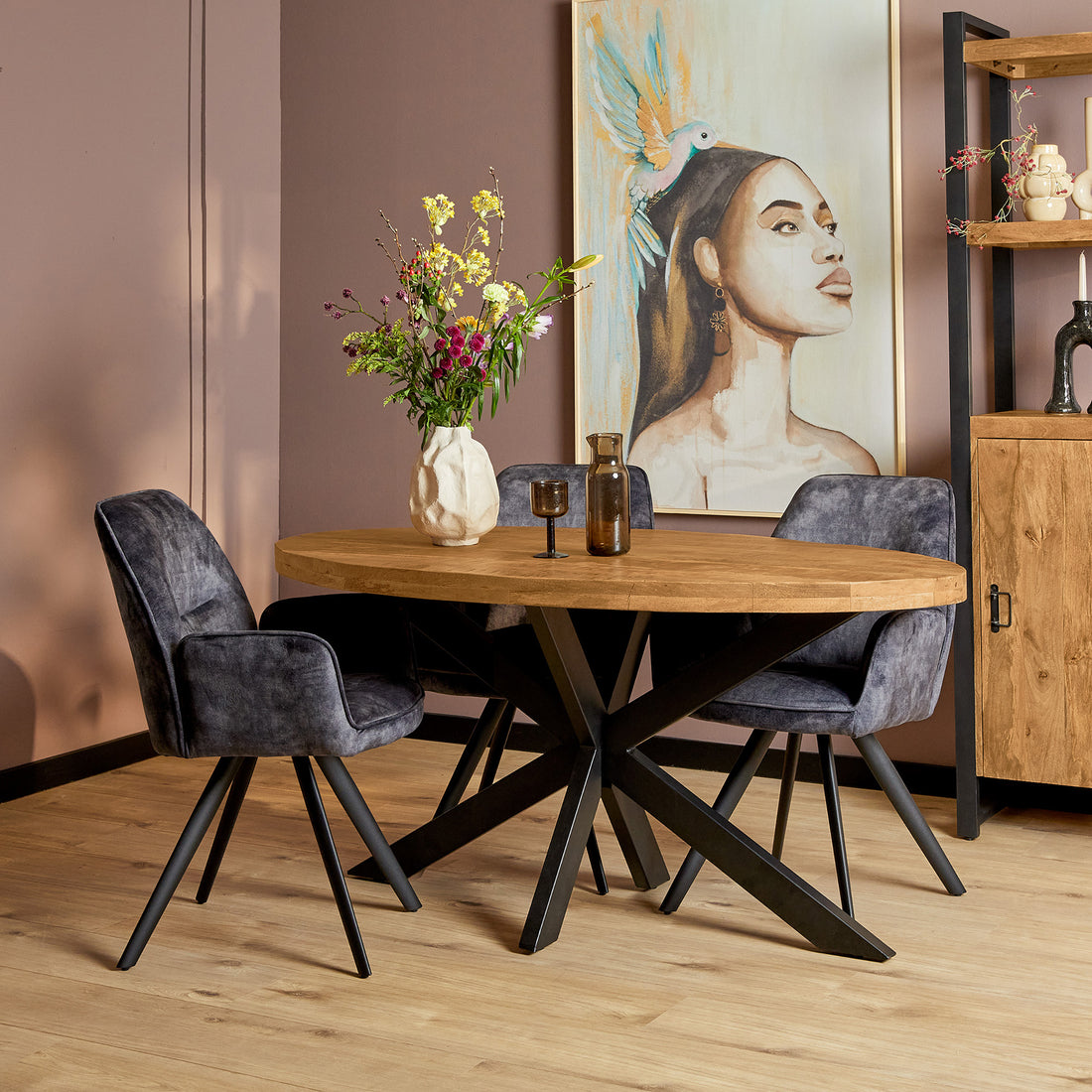 Eettafel Denver | Ovaal | Mangohout Staal | 180 cm