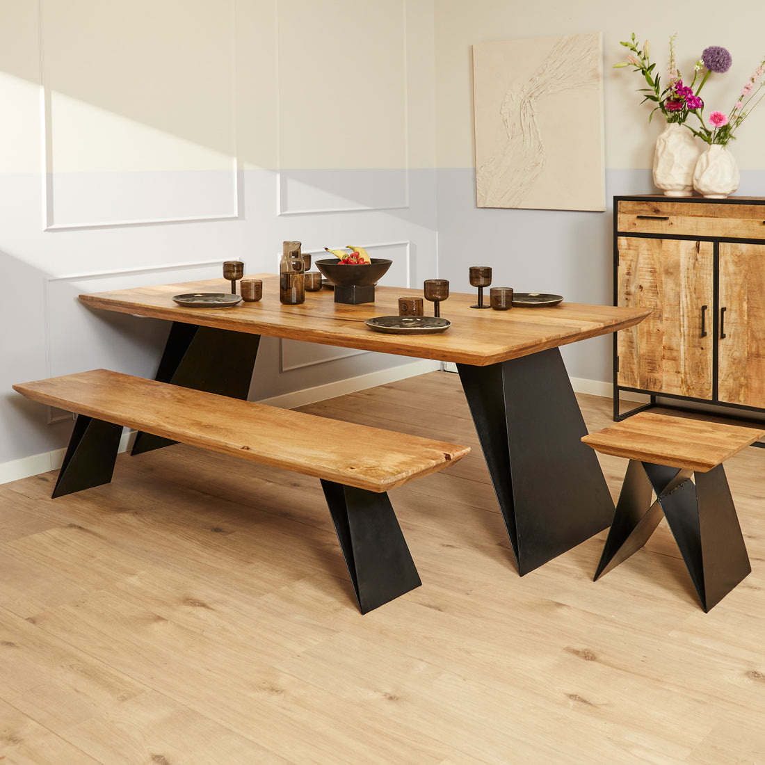 Eettafel mangohout Extense | 200 cm - Industrieelinhuis.nl