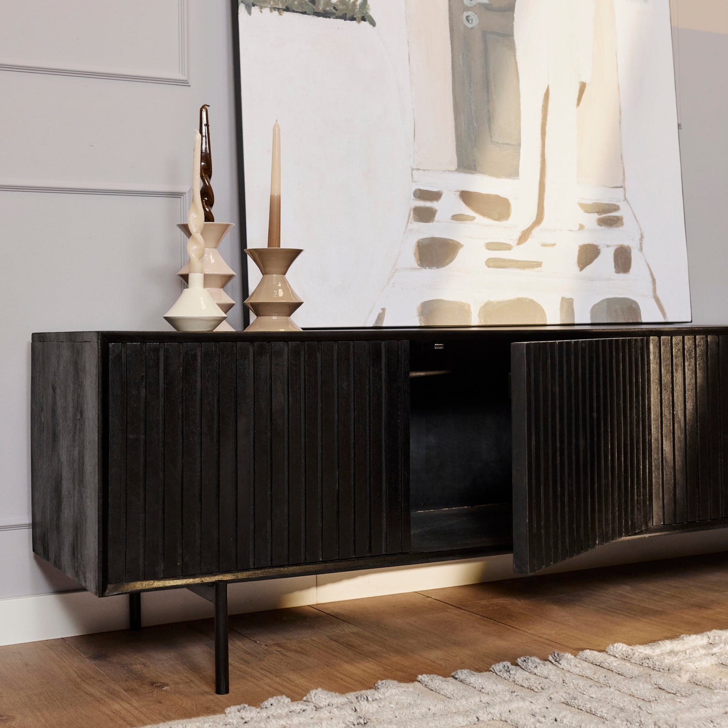 Tv meubel Madison Black | 210 cm - Industrieelinhuis.nl
