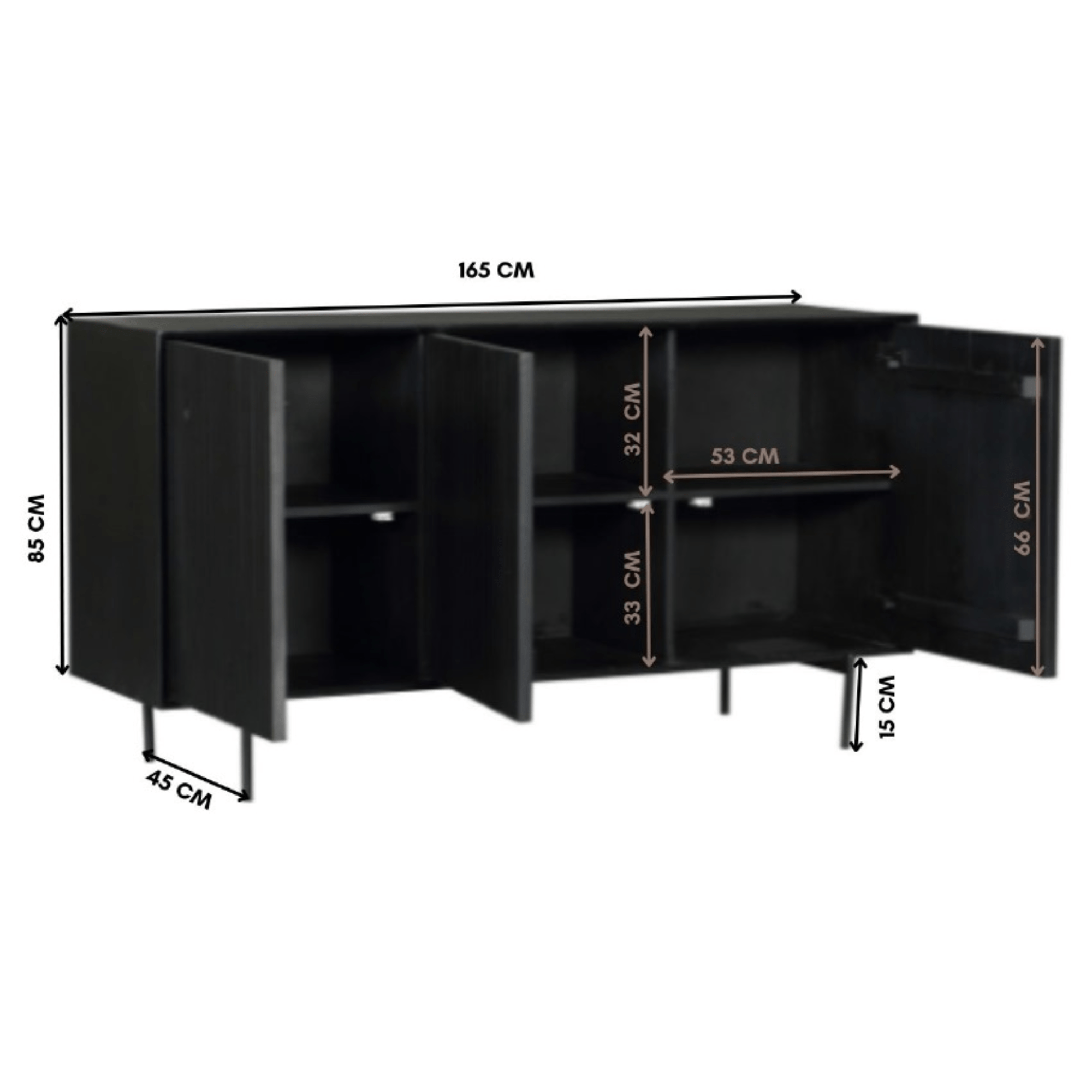 Vakkenkast Eclipse Black | 90 cm - Industrieelinhuis.nl