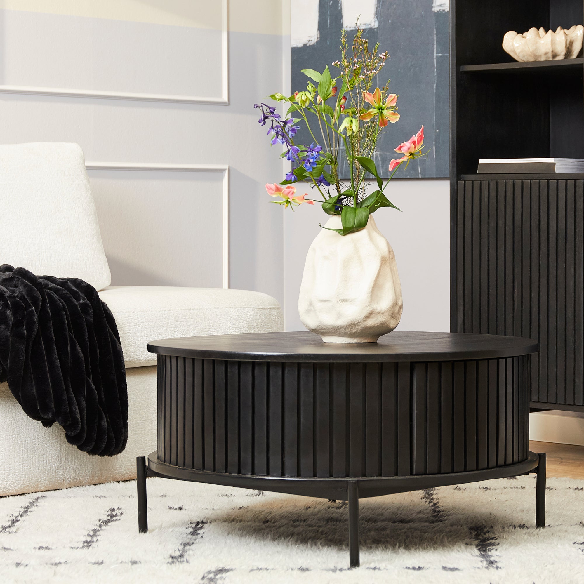 Salontafel Madison Black | 80 cm | Rond - Industrieelinhuis.nl