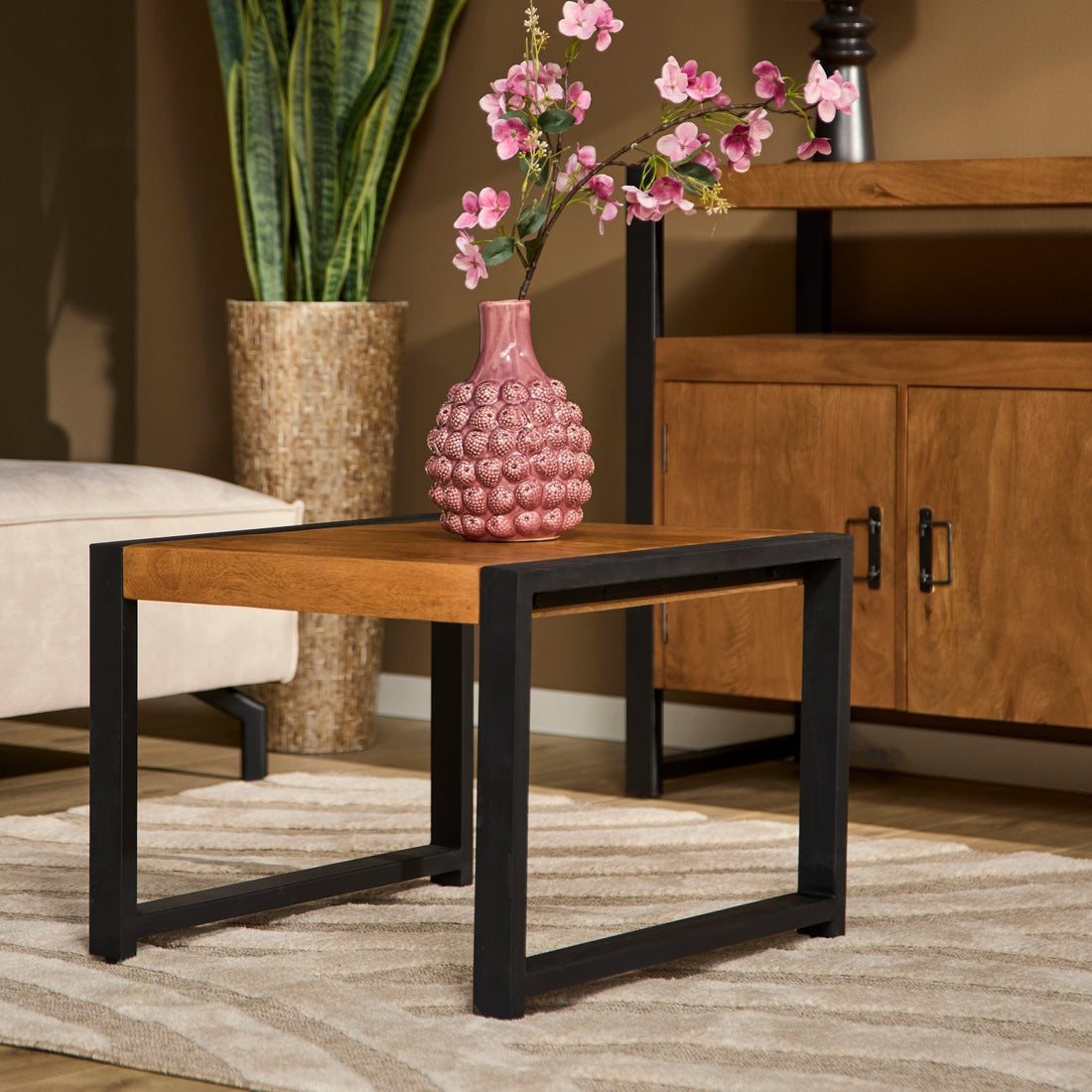 Bijzettafel mangohout Boaz 60 cm - Industrieelinhuis.nl