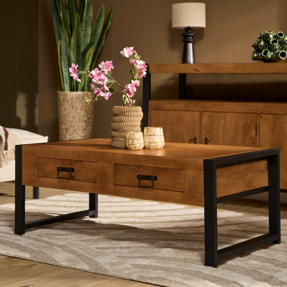 Salontafel Boaz met 2 lades | 120 cm - Industrieelinhuis.nl