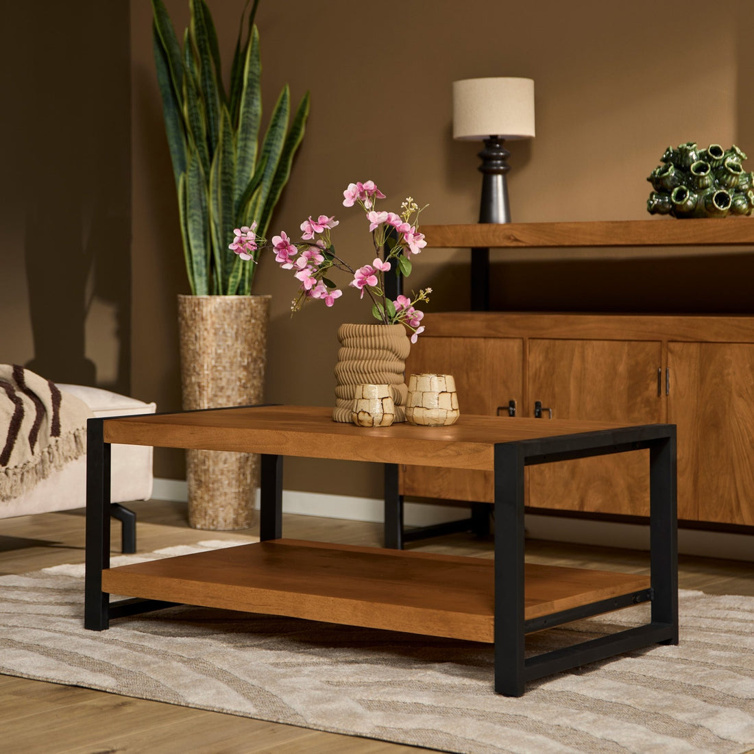 Salontafel Sorrento | Mangohout & Metaal | 110cm - Industrieelinhuis.nl