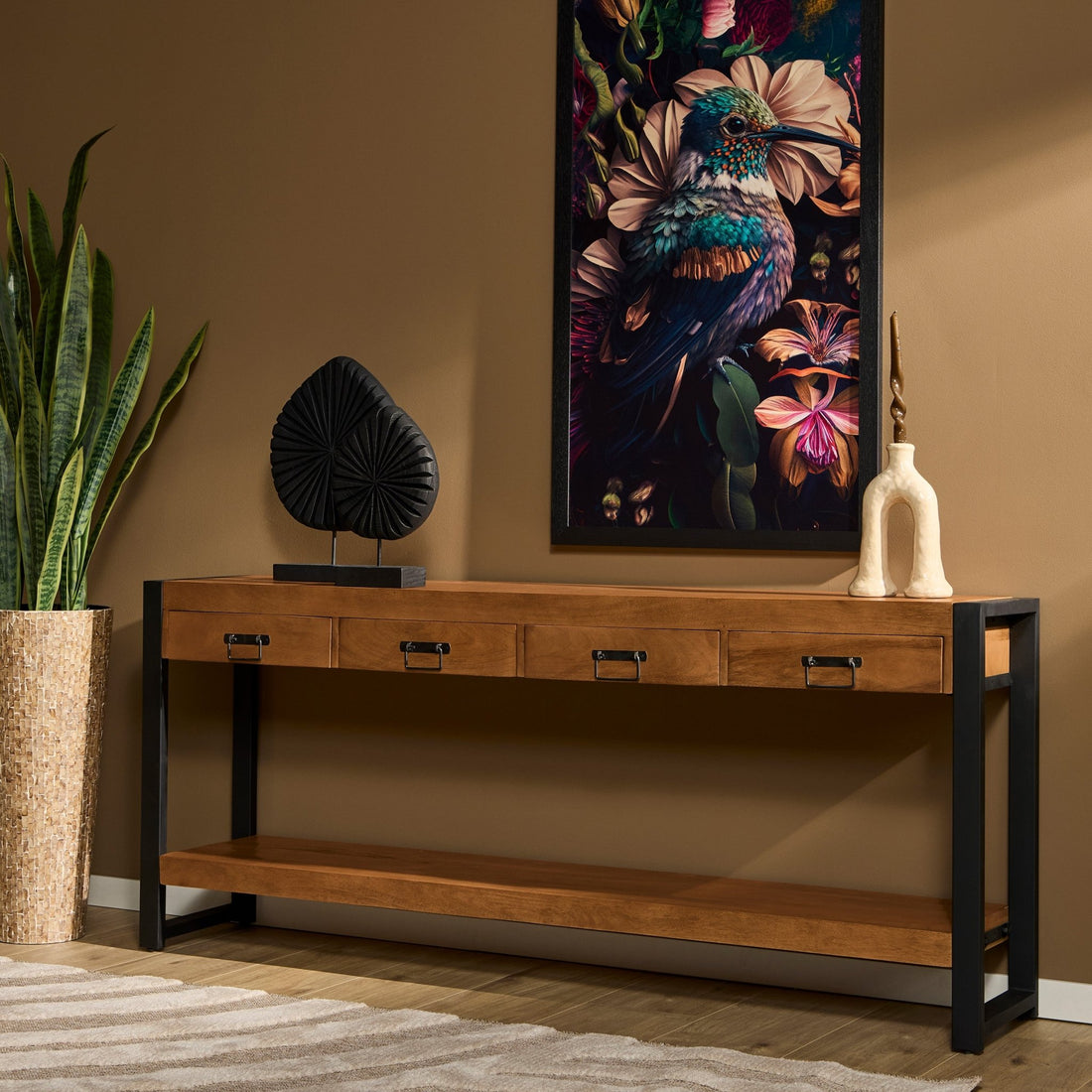 Sidetable mangohout Boaz | 180 cm | 4 lades - Industrieelinhuis.nl