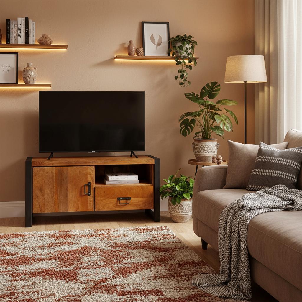 Tv meubel Boaz met deur en open vak | 110 cm  | FINISH WARM