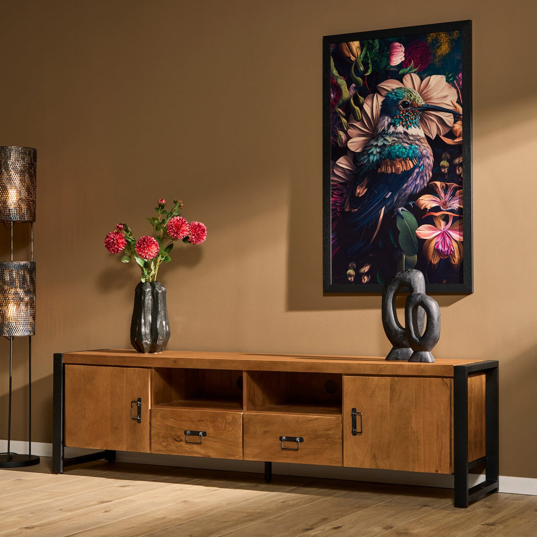 Tv meubel Boaz met deuren en lades | 200 cm - Industrieelinhuis.nl