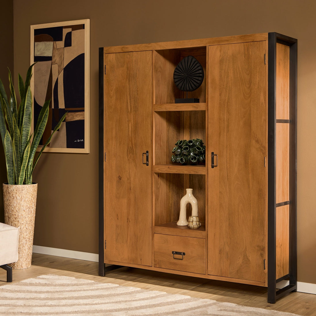 Boekenkast Boaz | 2 deuren 1 lade - Industrieelinhuis.nl