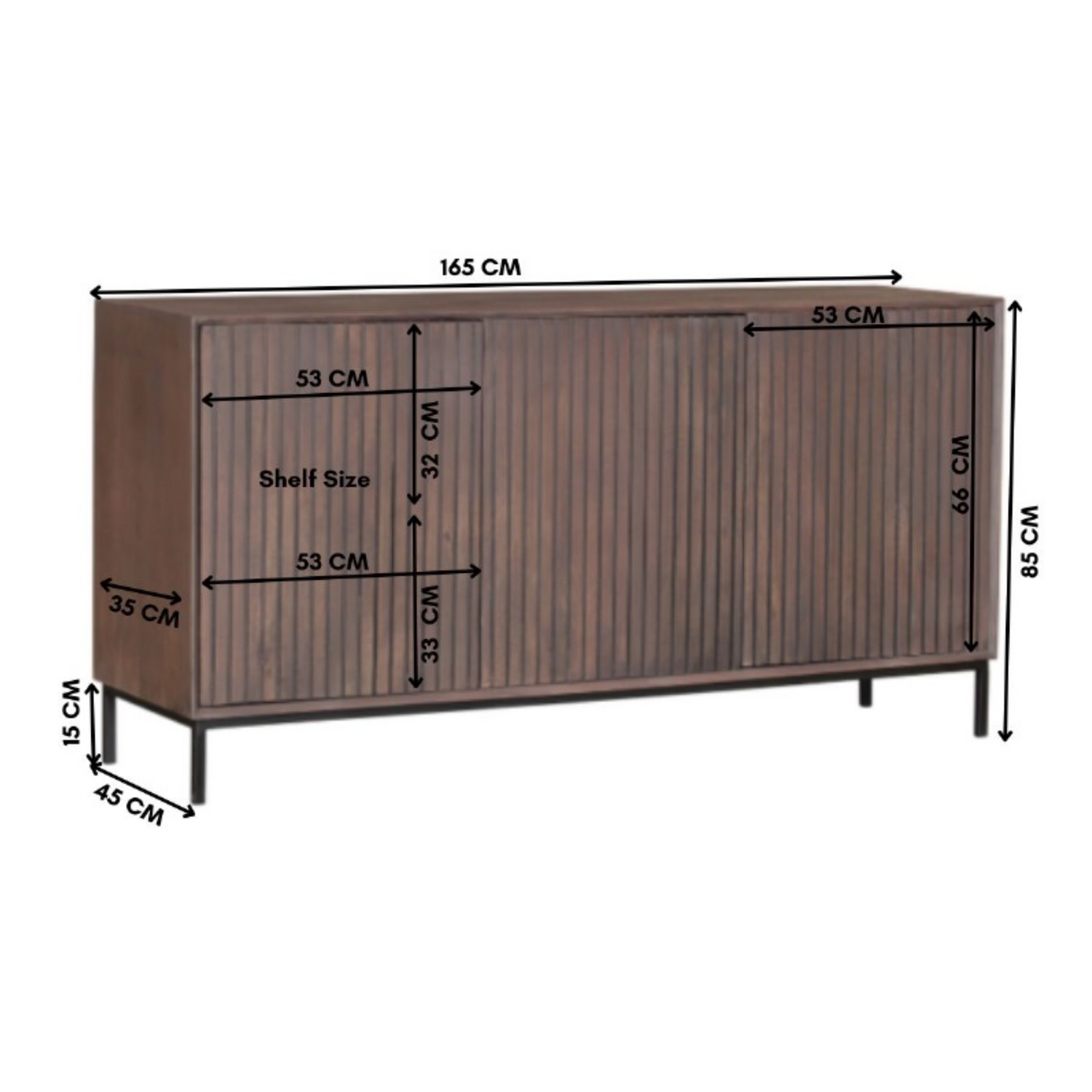 Vakkenkast Eclipse Black | 90 cm - Industrieelinhuis.nl
