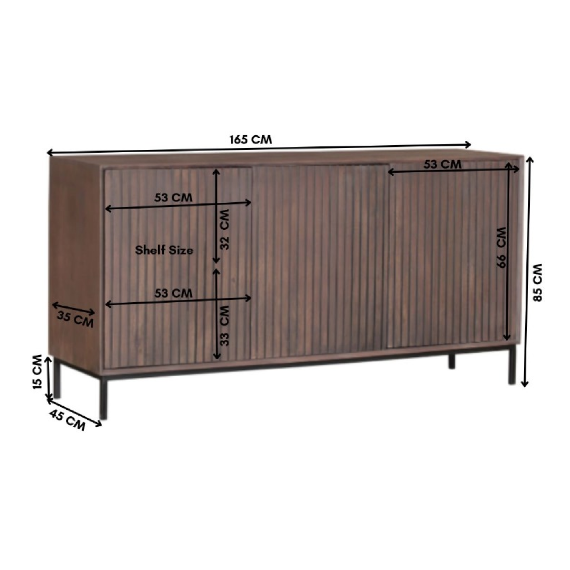 Vakkenkast Eclipse Black | 90 cm - Industrieelinhuis.nl