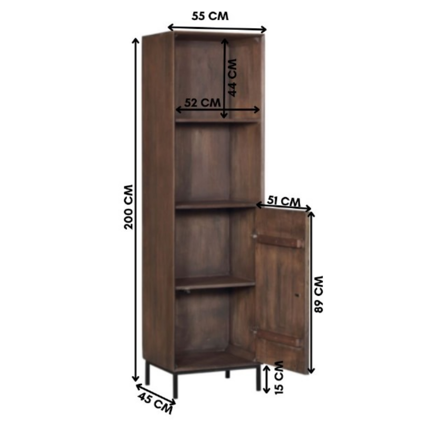 Vakkenkast Eclipse Black | 90 cm - Industrieelinhuis.nl