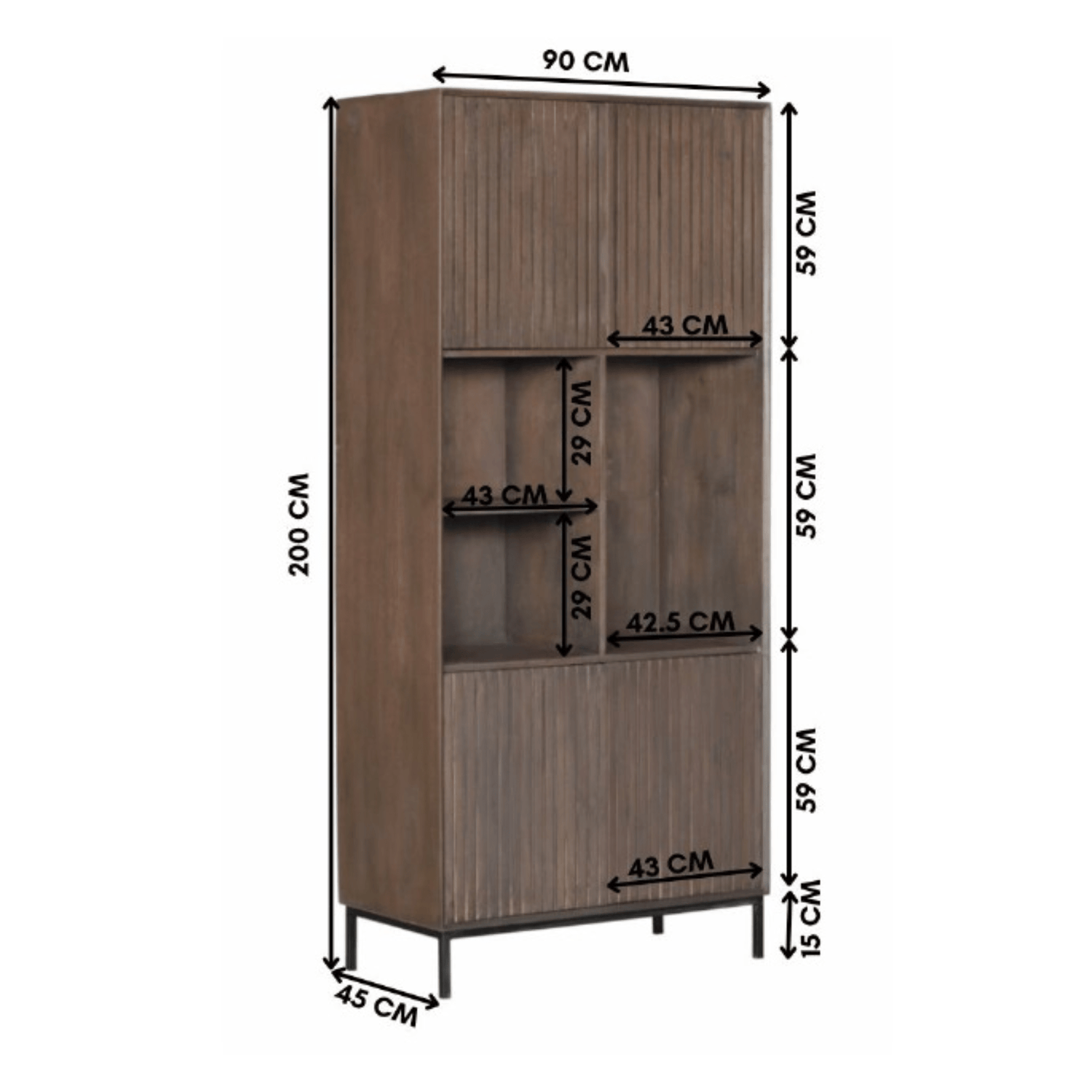 Vakkenkast Eclipse Black | 90 cm - Industrieelinhuis.nl