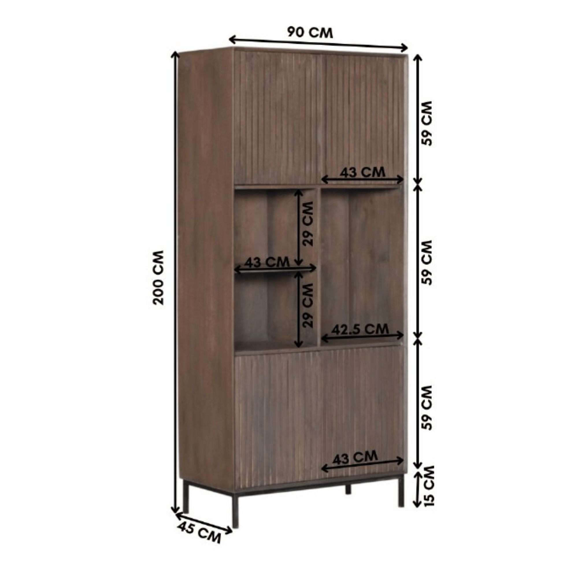 Vakkenkast Eclipse Black | 90 cm - Industrieelinhuis.nl