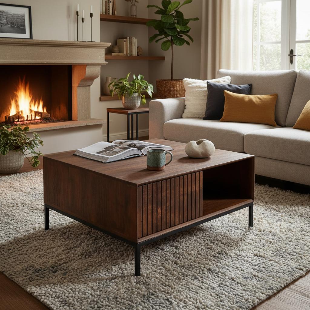 Salontafel Madison Brown | 80 cm | Vierkant - Industrieelinhuis.nl