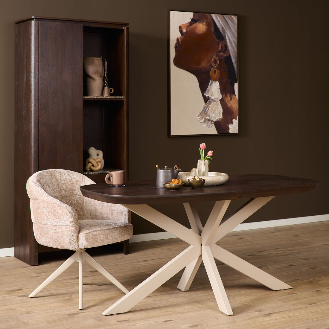 Eettafel Madison Brown | 200 cm | Deens Ovaal | Poot Sand - Industrieelinhuis.nl