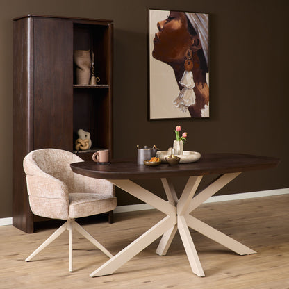 Eettafel Madison Brown | 160 cm | Deens Ovaal | Poot Sand - Industrieelinhuis.nl