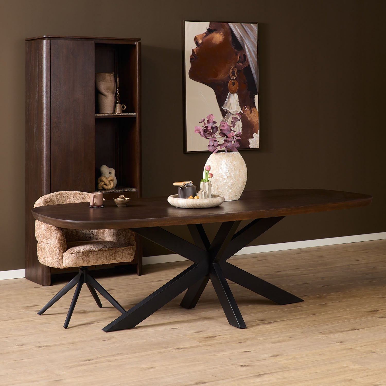 Eettafel Madison Brown | 240 cm | Deens Ovaal | Poot Black - Industrieelinhuis.nl