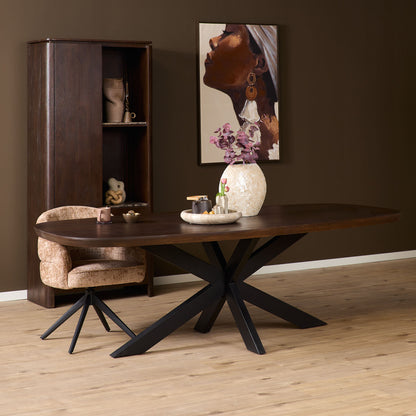 Eettafel Madison Brown | 240 cm | Deens Ovaal | Poot Black - Industrieelinhuis.nl