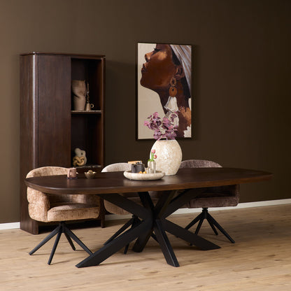 Eettafel Madison Brown | 160 cm | Deens Ovaal | Poot Black - Industrieelinhuis.nl